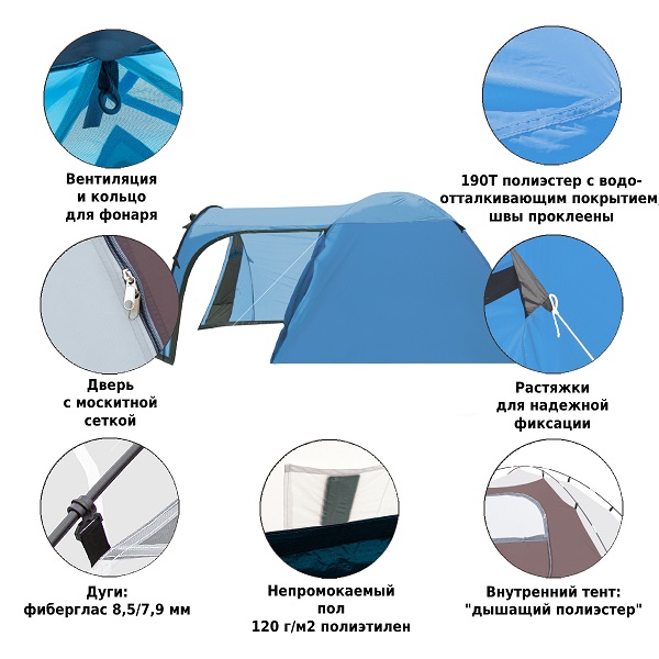 Палатка туристическая Green Glade Tarzan 4-х местная