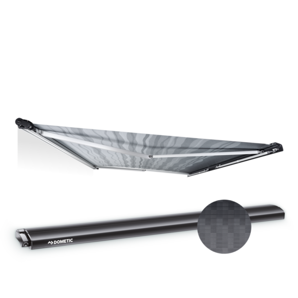 Маркиза накрышная Dometic PR 2000 3 метра чёрный корпус тёмно-серое полотно, механическая
