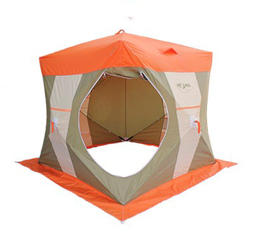 Палатка рыбака Нельма Куб-2 (оранжевый/беж/хаки)