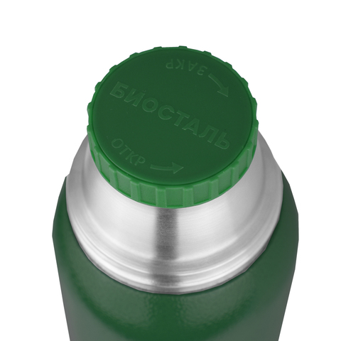 Термос Biostal Охота (1 литр), 2 чашки, зеленый