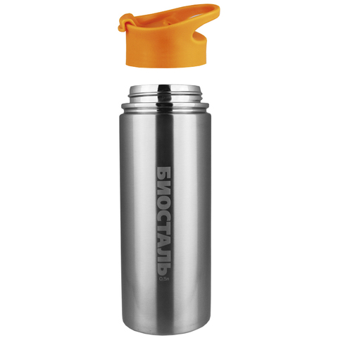 Термос Biostal Спорт (0,5 литра), стальной/оранжевый