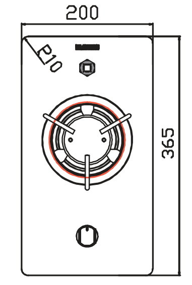 Газовая варочная панель GR-B002, одноконфорочная, 365х200 мм