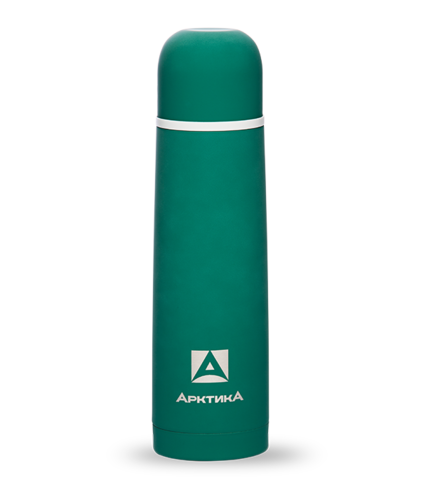 Термос Арктика (0,5 литра) с узким горлом классический, с резиновым "шёлковым" покрытием, зелёный