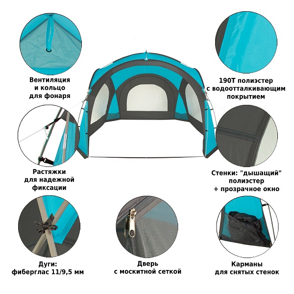 Палатка-шатер Green Glade Rodos до 8 человек
