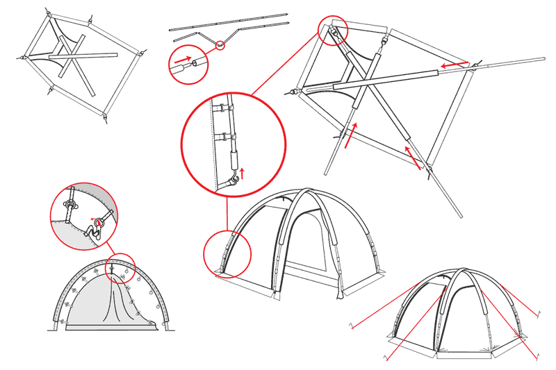 Схема сборки палатки туристической