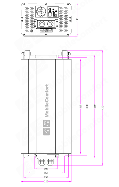 Инвертор с зарядным устройством MobileComfort S2012-MPPT, чистый синус, 2000Вт, 12В, 40А , от солнечных панелей