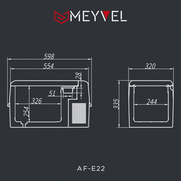 Компрессорный автохолодильник Meyvel AF-E22 (12/24V)