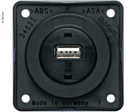 Встроенный USB-разъем, черный матовый, 12В, выходной ток 3А