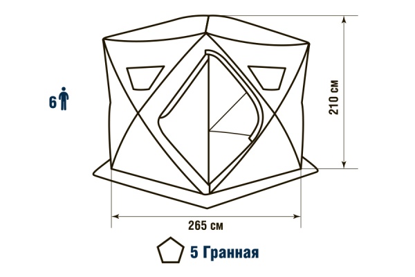 Палатка для рыбалки 6-местная HIGASHI PENTA PRO DC, зимняя, трехслойная, -35