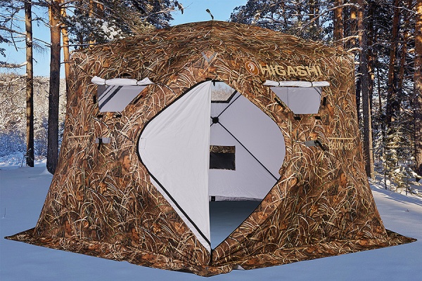 Палатка для рыбалки 6-местная HIGASHI CAMO CHUM HOT DC, зимняя, трехслойная, -45