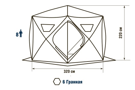 Палатка для рыбалки 8-местная HIGASHI WINTER CAMO SOTA PRO, зимняя, трехслойная, -35