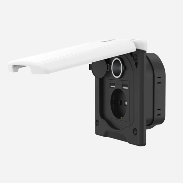 Розетка магнитная наружняя для автодома, 220В/12В/USB, белая крышка