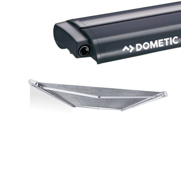 Маркиза накрышная Dometic PR2500 3,5 метра чёрный корпус тёмно-серое полотно, электрическая