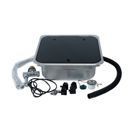 Раковина с крышкой GR-586B 445x400мм со смесителем и сливом