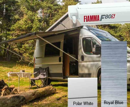 Маркиза Fiamma F80S накрышная, 4 м, белый корпус, синяя ткань