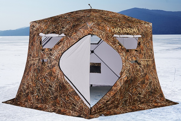 Палатка для рыбалки 6-местная HIGASHI CAMO CHUM HOT DC, зимняя, трехслойная, -45