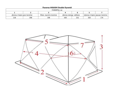 Палатка для рыбалки 6-местная HIGASHI Double Pyramid, зимняя, -25