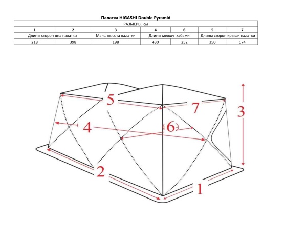 Палатка для рыбалки 6-местная HIGASHI Double Pyramid, зимняя, -25