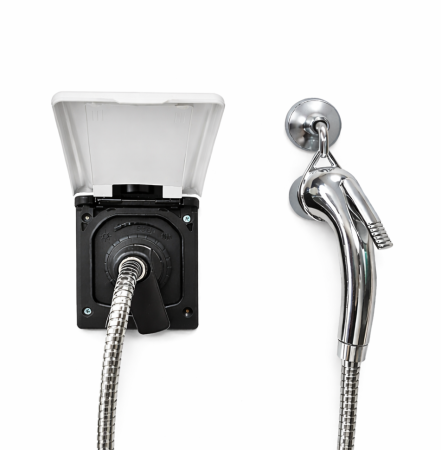 Розетка внешняя для подключения душа с смесителем, магнитная, белая