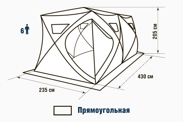 Палатка для рыбалки 6-местная HIGASHI Double Pyramid Extreme, зимняя, трехслойная, -50