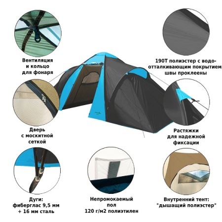 Палатка туристическая Green Glade Konda 4-х местная