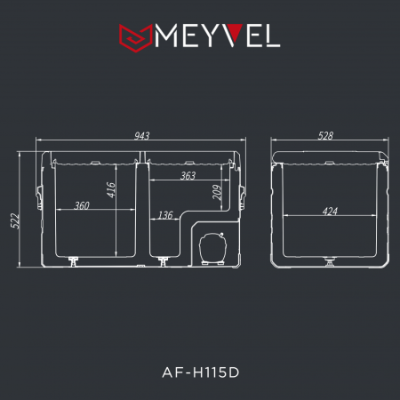 Компрессорный автохолодильник Meyvel AF-H115D (12/24V)