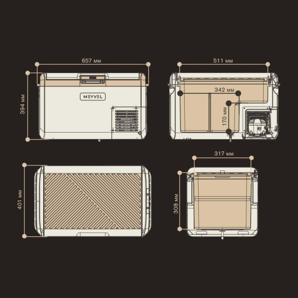 Компрессорный автохолодильник Meyvel AF-M40 Black (12/24V)