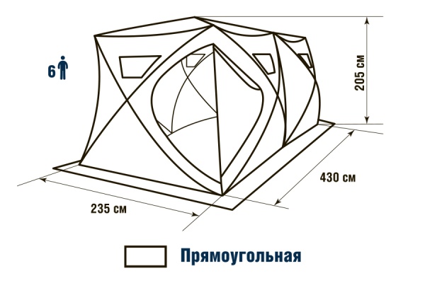 Палатка для рыбалки 6-местная HIGASHI DOUBLE PYRAMID PRO, зимняя, трехслойная, -35