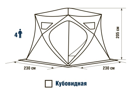 Палатка для рыбалки 4-местная HIGASHI Pyramid Extreme, зимняя, -50
