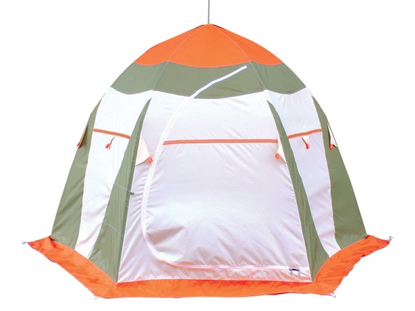Палатка рыбака Нельма 3 Люкс (автомат) (оранжевый/белый/серо-голубой)