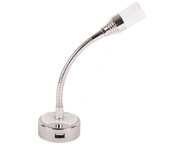 Светодиодная лампа для чтения 12В / 1Вт с гибким кронштейном и переключателем USB +