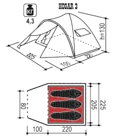 Палатка 3-х местная INDIANA Hogar 3