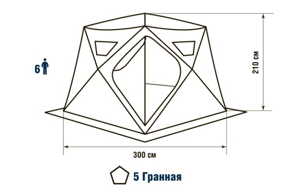 Палатка для рыбалки 6-местная HIGASHI WINTER CAMO CHUM, зимняя, -25