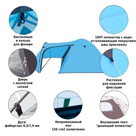 Палатка туристическая Green Glade Zoro 4-х местная