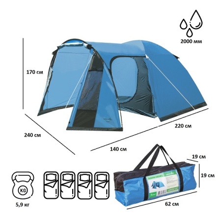 Палатка туристическая Green Glade Tarzan 4-х местная