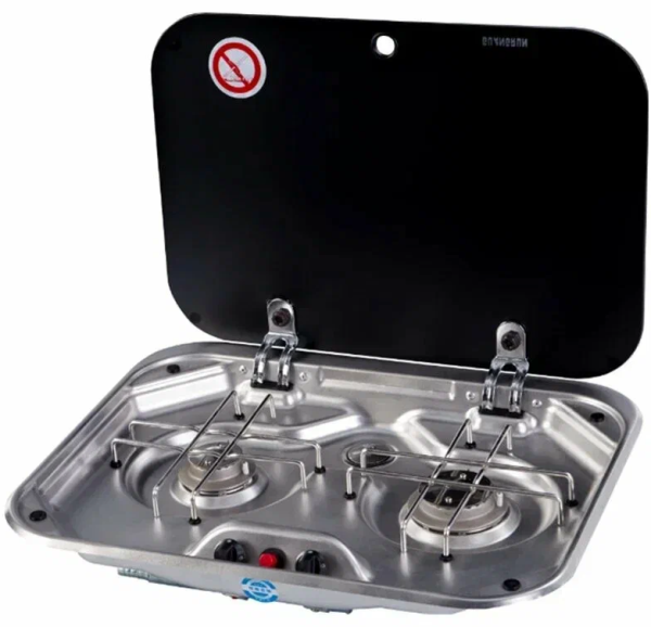 Газовая варочная панель GR-587, двухконфорочная с крышкой, 480х370 мм