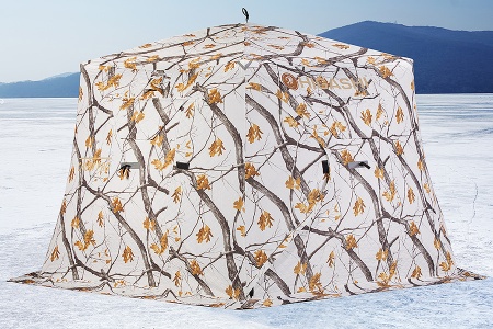Палатка для рыбалки 6-местная HIGASHI WINTER CAMO CHUM PRO, зимняя, трехслойная, -35