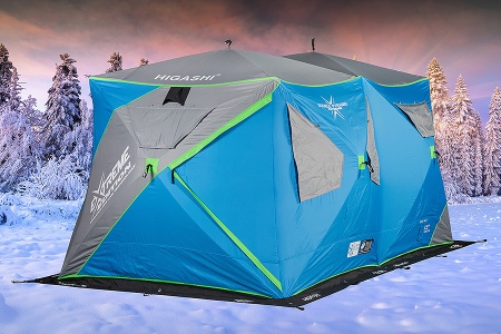 Палатка для рыбалки 6-местная HIGASHI Double Pyramid Extreme, зимняя, трехслойная, -50 Палатка для рыбалки 6-местная HIGASHI Double Pyramid Extreme, зимняя, трехслойная, -50