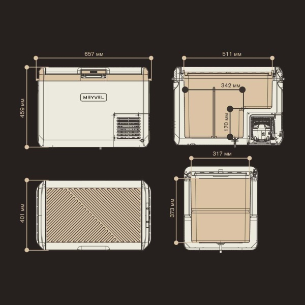 Компрессорный автохолодильник Meyvel AF-M50 Black (12/24V)